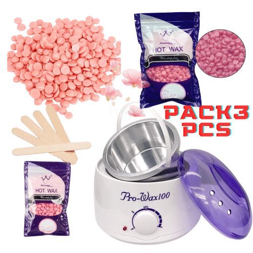 Pro Wax Machine Professionnel Chauffe-Cire + 200 g cire HOT WAX + 5 spatules en bois