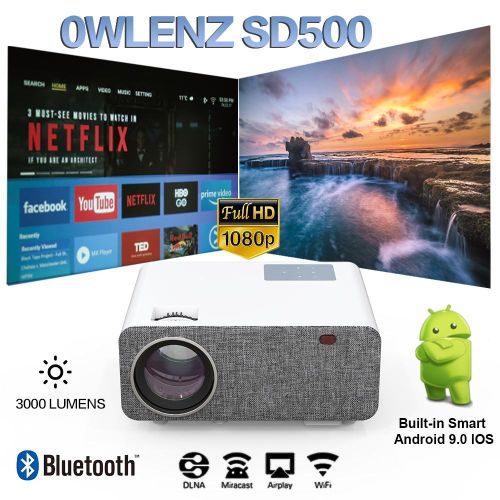 SD500 WIFI Android 9.0 Projecteur HD 3000 Lumen FHD