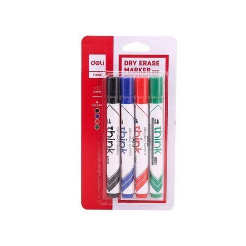 Deli Lot de 4 marqueurs stylo pour tableau effaçable.