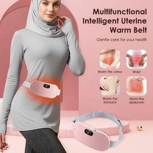 Ceinture Chauffante Menstruelle Rechargeable avec Massage, Ceinture Abdominale Électrique Soulagement Règles, 3 Niveaux de Chaleur, 4 Modes Massage, Ceinture Anti-Douleur Menstruelle Rose