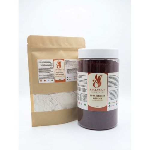 Pack Swanelia - Poudre d Hibiscus 500g et Argile Blanche 500g Soin Adoucissant