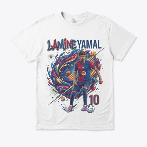 Premium Unisex T-Shirt Lamine Yamal Style Football Moderne - Design Streetwear Dynamique - White
