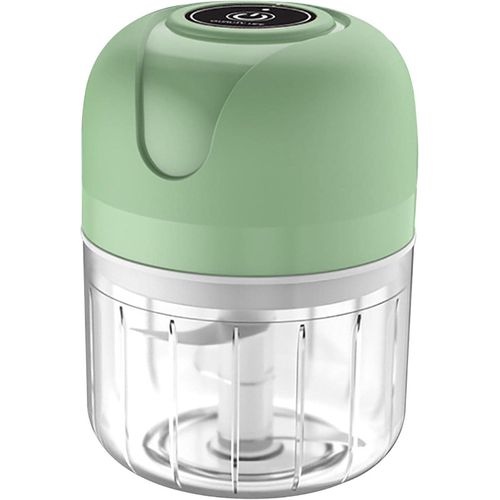 Hachoir électrique de cuisine compact sans fil avec lames en acier inoxydable et bol transparent pour ail, herbes et légumes
