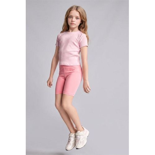 Legging rose clair en jersey au-dessus du genou à taille élastique pour fille