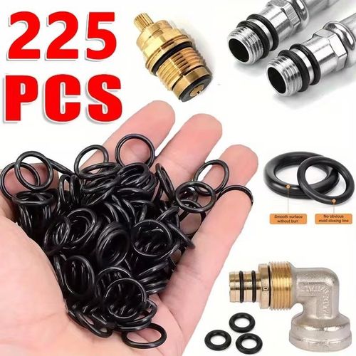 Kit de 225 Joints Toriques en Caoutchouc Nitrile NBR - 18 Tailles Assorties - Joints Étanches Résistants à l'Huile et la Chaleur pour Réparation Plomberie Automobile Hydraulique et Bricolage Professionnel - Coffret de Remplacement Complet et Durable