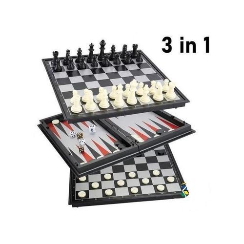 Backgammon & Chess Set Jeux de dam et d’échecs Chess Set Folding Board 3 in 1