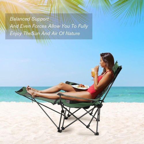 Chaise Pliante Relax Verte avec Repose-Pieds