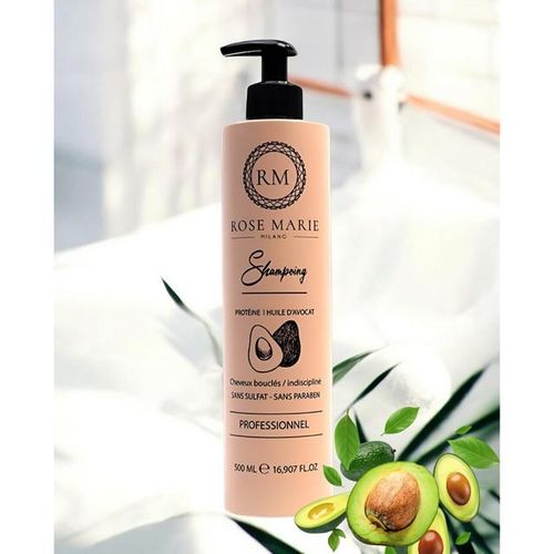 Protéine Avocat Shampooing Professionnel 500ml – Protéine et Huile d'Avocat, Boucles