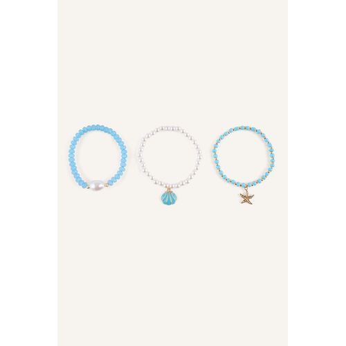 Lot de 3 Bracelets avec pierres et perles bleues pour femme