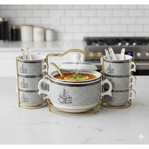 Service à Soupe 15 Pièces "Ramadan Kareem" – Porcelaine / Céramique