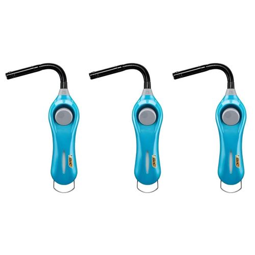 Briquet - Flexible Rechargeable - Allumage Bougies Gazinière Barbecue - Bleu - Lot de 3