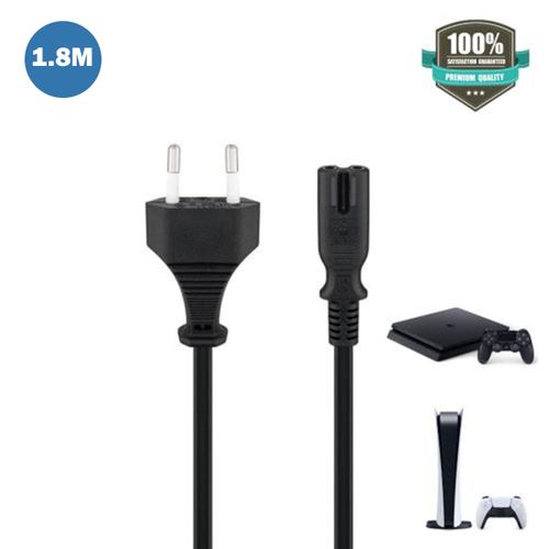 Câble d'Alimentation d'origine pour PS5, PS4, PS3, PS2, Xbox Series X, Xbox One S/X, 2.5A 250V Fiche Européenne 2 Broches vers C7 Euro 8 Double Prise