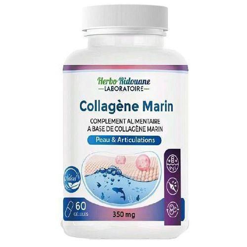 Herbo Ridouane COMPLEMENT ALIMENTAIRE A BASE DE COLLAGÈNE MARIN - Capsules de poudre de collagène marin Peptides multi-collagène avec collagène Vitamine C Acide hyaluronique pour le blanchiment de la peau.