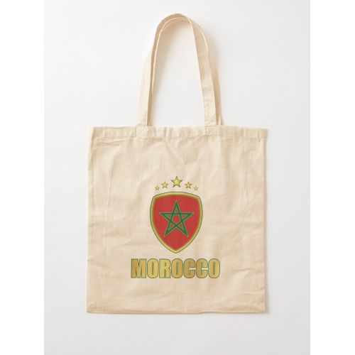 نجوم كرة القدم المغربية -حقيبة يد قطن كلاسيكية باللون الأحمر والأخضر المغربي