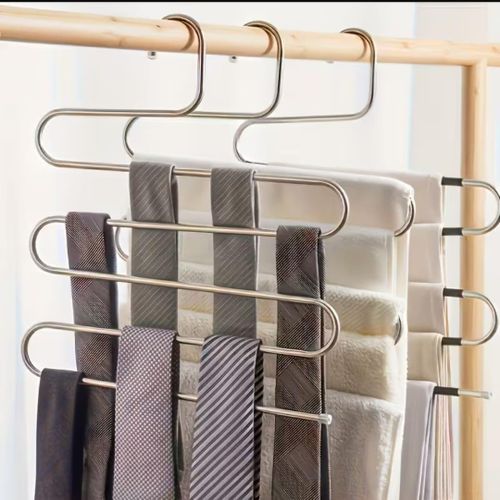 5 قطع شماعة متعددة لتوفير المساحة: منظم عمودي للبنطلونات والملابس.