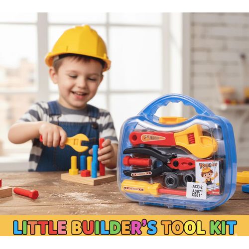 Mallette d'Outils de Bricolage pour Enfant - Kit de 13 Pièces avec Mallette de Rangement - Dès 3 Ans