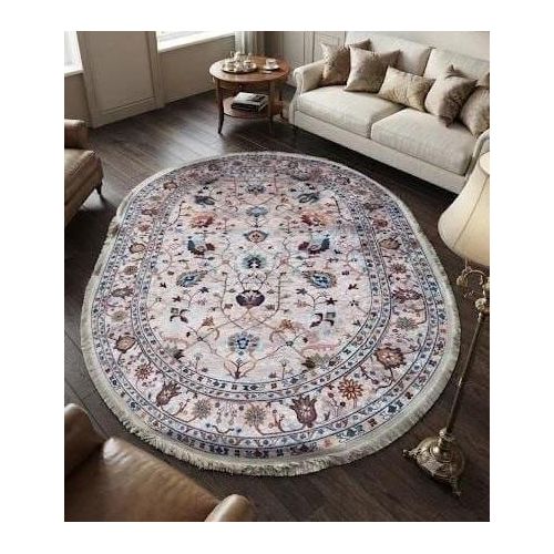 Tapis Oval Anti-Taches flora style