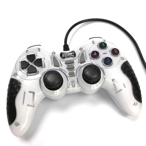 Manette USB pour PC manette PS3 Moteur double Vibration - Blanc
