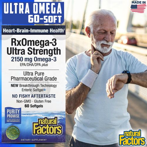Omega-3 Ultra Strength 2150mg Fish Oil Avec Omega-3 Fatty Acids EPA & DHA Soutien Santé Cerveau,Cœur et oculaire 60 Softgels