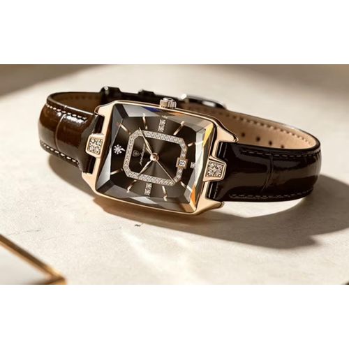 Montre à quartz waterproof resistant eau avec calendrier en similicuir décontractée et facile à porter pour femmes