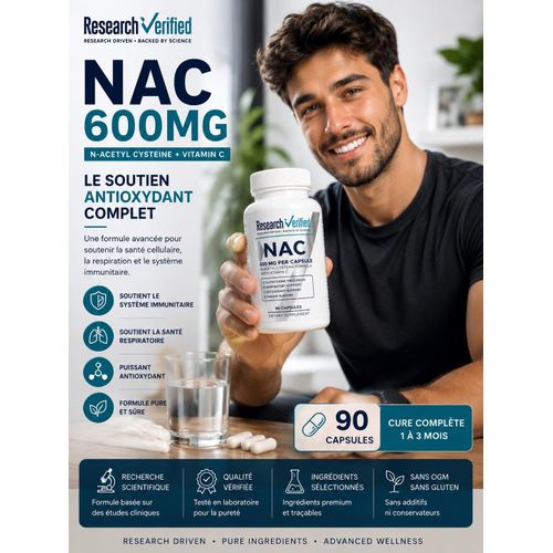 NAC 600 mg avec Vitamine C – 90 Capsules Premium