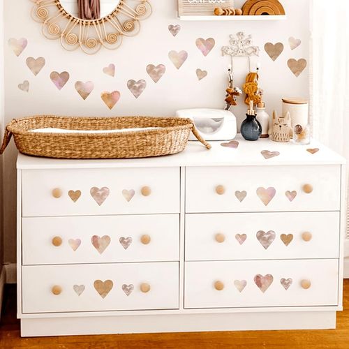 32pcs Stickers Muraux Cœur Aquarelle Style Bohème Morandi, Stickers Décoration Murale Ambiance Romantique, Idéal pour la Rentrée Scolaire, l'Été, la Remise des Diplômes, la Fête des Mères, la Fête des Pères, la Fête de l'Indépendance, l'Oktoberfest, la