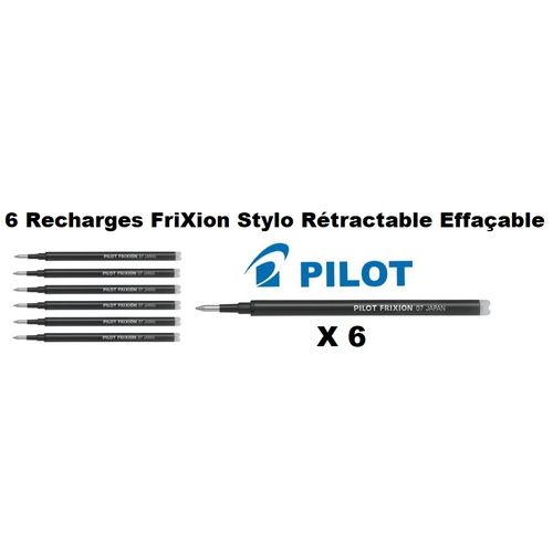 6 Recharges Pilot FriXion Ball Pour stylo bille Noir Gel rétractable effaçable