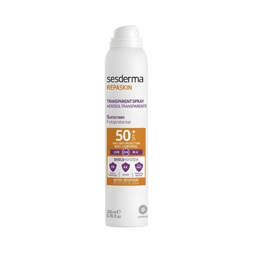 Spray Transparent REPASKIN - SPF 50+, Protection UVB/UVA/IR-A, Résistant à l'eau - Très Haute Protection Solaire Corps - 200 ml