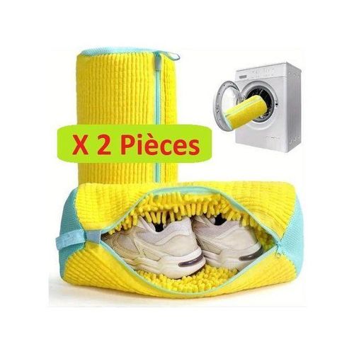 Sac de Lavage De Chaussures ( X 2 Pièces ) pour machine à laver de Grande taille pour une paire, sac réutilisable en maille, protection chaussures lavage et séchage, housse chaussures pour Lave-Linge, Intérieur Peluche Anti-Déformation pour Baskets