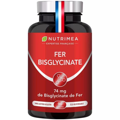 Bisglycinate De Fer 74mg - fonction cognitive normale - 90 comprimés - Made in France