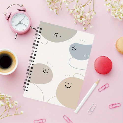 1pc Cute Cartoon Cloud Pattern A5 Notepad, 13,97x21,08 cm, 50 pages, reliure à double fil, couleurs mélangées - Idéal pour les emplo