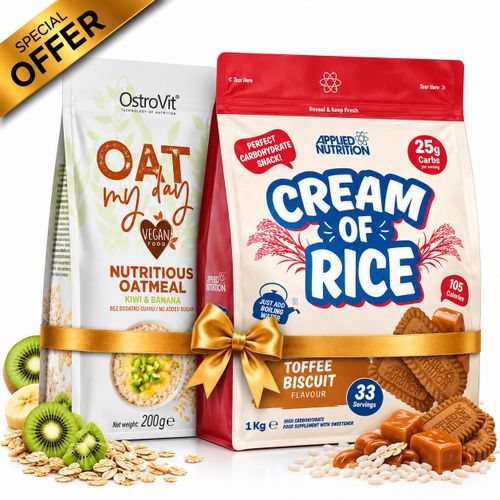 Pack Cream Of Rice Toffee Biscuit 1 Kg – Crème de Riz Instantanée + Oat Flakes 200 g Kiwi Banana