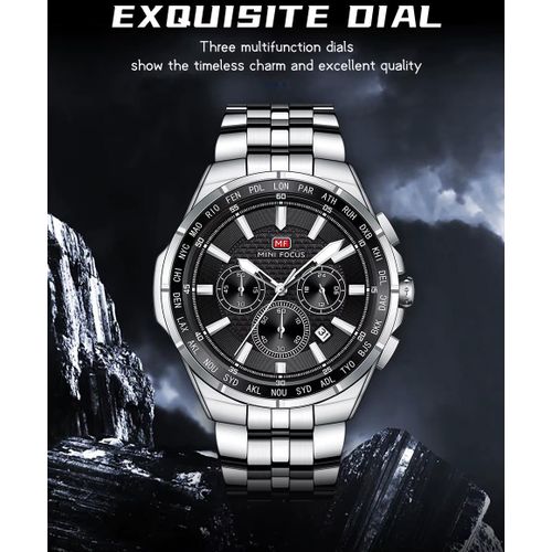 Montre Homme Multifonction Chronographe Étanche – Bracelet Acier Inoxydable – Design Sport & Élégant