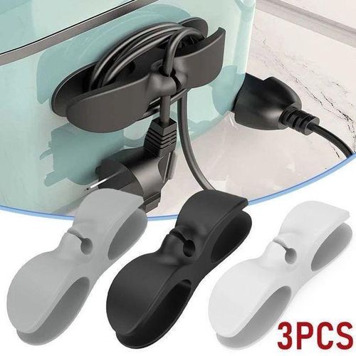 3 PCS Organisateur de câbles autocollant pour appareils électroménagers, enrouleur de cordon en silicone, gestion des fils cuisine et bureau