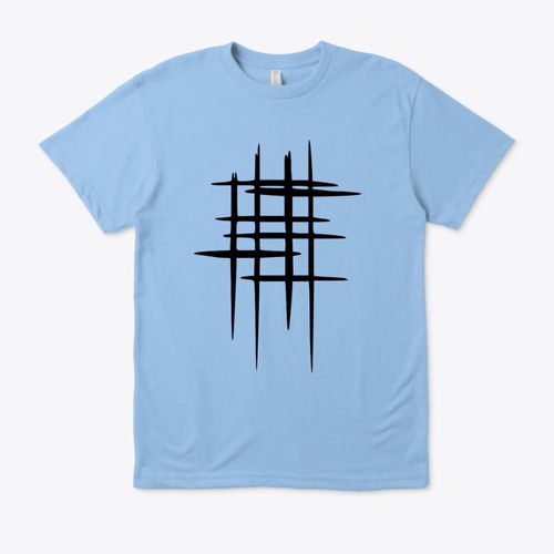 T-Shirt Classique Unisexe 100% Coton Jersey – Motif Géométrique Abstrait Minimaliste – Col Rond & Manches Courtes - Sky Blue