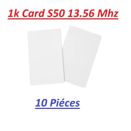 Pack 10 cartes de pointage, Carte MF 1k S50 13.56mhz