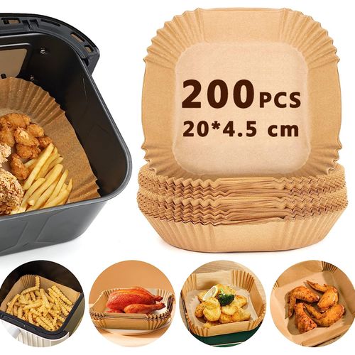 Papier cuisson Sulfurisé Carré pour Friteuse Air Fryer 20 cm - 200 Pcs