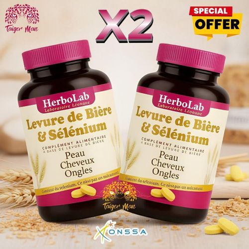 PACK DOUBLE 2 Bouteilles Comprimés de Levure de Bière & Sélénium, Pour prendre du poids et renforcer vos muscles - Pour prendre du poids et renforcer vos muscles, Poids, source de protéines et vitamines du complexe.