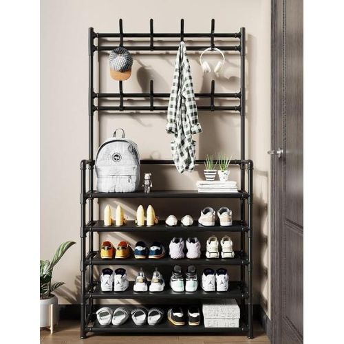 Étagère Multifonctionnelle 5 niveaux à Chaussures, Porte – Parapluie, Chapeau, Manteau, Étagères de Rangement, Placard Organisateur pour Chambre, Hall, Maison, Bureau
