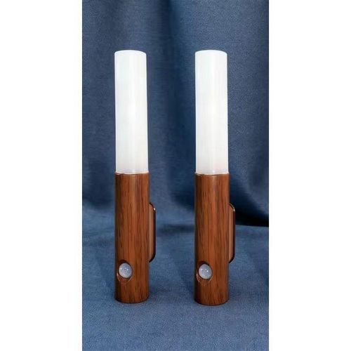 Pack Duo – 2× Lampe Murale LED en Bois avec Détecteur de Mouvement – Rechargeable USB, Magnétique – Éclairage Intelligent Intérieur
