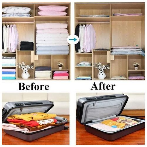 Sacs de Rangement Sous Vide économiseur d'espace Avec Pompe, Vacuum Storage Bags, Sacs de stockage, pour Literie, Oreillers, Serviettes, Vêtements