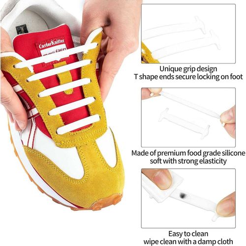 16 Pièces/Ensemble Lacets artificiel élastiques en silicone pour baskets et autres types de chaussures, Adultes Homme et Femme