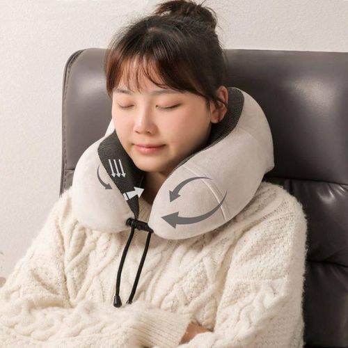 Oreillers cervicaux en mousse à mémoire de forme en U, oreiller de voyage doux, oreiller de massage, oreiller d'avion endormi, literie de soins de santé cervicale