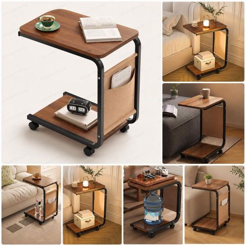 Table de chevet mobile roulante avec rangement – Table d’appoint en bo