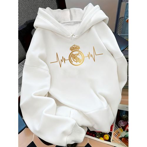 Sweat à capuche imprimé battement de cœur, sweat décontracté à cordon de serrage pour l'hiver et l'automne, mode femme