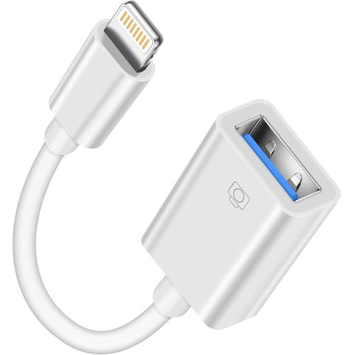 Adaptateur USB vers Lightning, Adaptateur iPhone USB Câble Adaptateur OTG USB 3.0 Pour iPhone 14 13 12 11 Pro Max/8/iPad Pro, Compatible avec U Disk, Mouse, MIDI Keyboard, Digital Camera, Card Reader