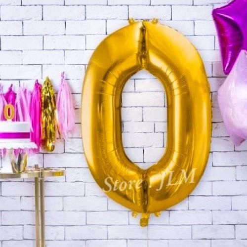 Ballon chiffre géant anniversaire Doré N° 0 (32 pouce)