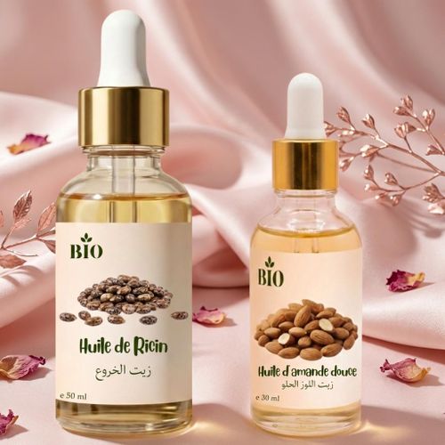 Pack x2 Huile de ricin 50 ml et Huile de amande douce 30 ml naturel organic