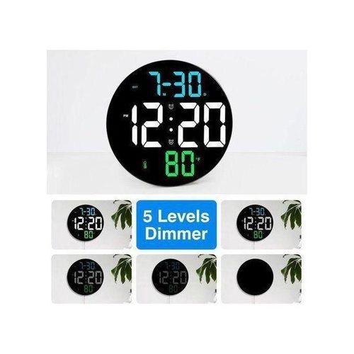 Horloge LED Noire – Grand Écran, Heure, Date et Température