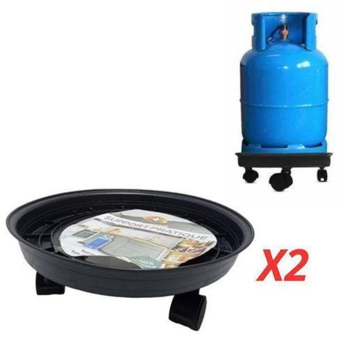 Lot 2 Support a Gaz Plastique avec 4 RouePorte-bouteille Pour Dplacer Les Pots De Fleurs